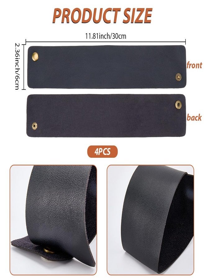 CALFOVERA 4PCS Black PU Leather Curtain Tie Backs Vintage Style Drapery Rope Tiebacks Elegant Leather Window Treatment Holdback Retro Curtain Buckle with Snap for Home Living Room Bedroom Office - Image 2